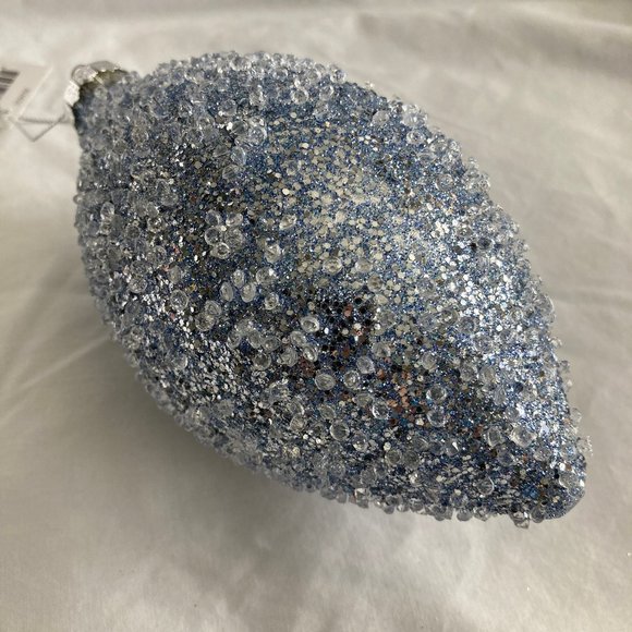 Other - NWT Beaded & Frosted Light Blue Tear-Shaped Glass Ornament